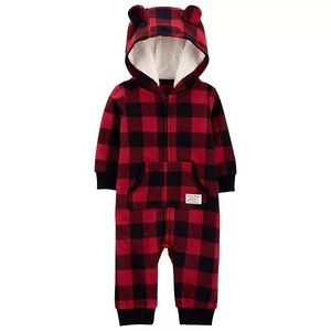 NWOT - Baby Boy Carter's Buffalo Plaid Hooded Jumper (Size 12M)